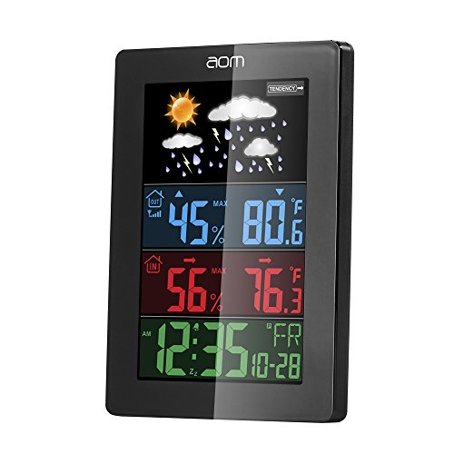 Indoor outdoor thermometer, wireless color weather stat…