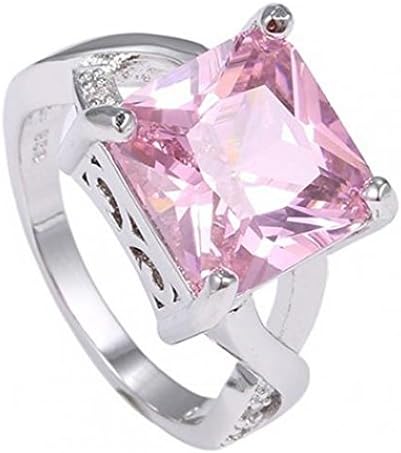Amesii Women's Pink Cubic Zirconia Statement Ring 925 Sterling Silver Band Gift
