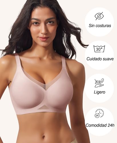 Ganado Women's Wireless Bra Lace Padded Comfort Seamless Push up Bralette