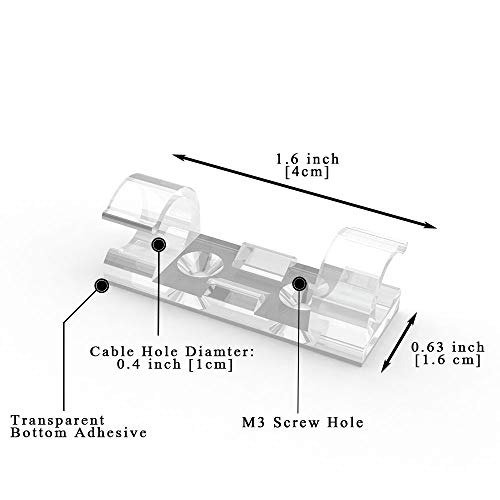 Heavy Duty Cable Clips Transparent, Attom Tech Clear Self-Adhesive Cable Organizer Cord Management System, Clear Desktop Cable Organizer [50 pc] - Thumbnail 2