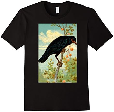 Mens Vintage Crow Shirt, Black Bird Birdwatching Medium Black