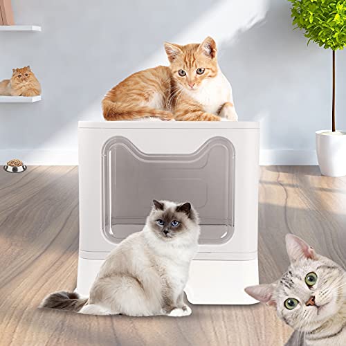Foldable Cat Litter Box with Lid, Large Cat Litter Box Enclosed with