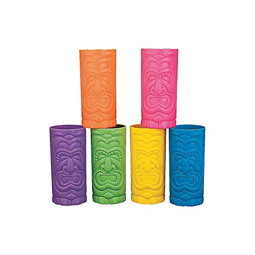 Fun Express Plastic Tiki Cups Bulk Set of 12, Each holds 24 oz Luau