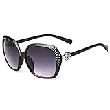 HuntGold 1X Lady Girl Popular Retro Carving Rose Flower Design Eyewear Glasses Sunglasses(bright black)
