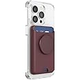 PopSockets Phone Wallet with Expanding Grip, Phone Card Holder, Wireless Charging Compatible, Wallet Compatible with MagSafe - Oxblood Alum