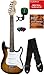 Fender Squier 3/4 Size Kids Mini Strat Electric Guitar Learn-to-Play Bundle with Tuner, Strap, Picks, Fender Play Online Lessons, and Austin Bazaar Instructional DVD - Brown Sunburst