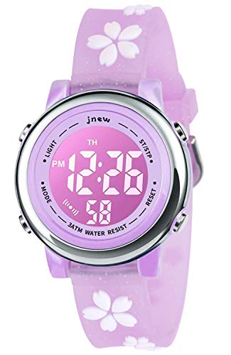 VILIYSUN Kids Watch 3D Cartoon Toddler Wrist Digital Watch Waterproof 7 Color Lights with Alarm Stopwatch for 3-10 Year Boys Girls Little Child (Butterfly B-L Purple)
