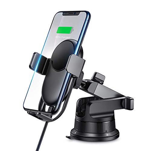 Wireless Car Charger Mount, Automatic Clamping Qi 10W 7.5W Fast Charging 5W Car Mount, Windshield Dashboard Air Vent Phone Holder-4