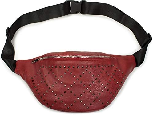 styleBREAKER Women bumbag with Studded Diamonds, Belt Bag, Hip Bag, Women 02012255, Color:Claret-Red