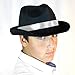 Squirrel Products Black Gangster Fedora Hat - One Size with Elastic Band - Costume Accessory