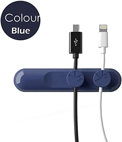 Sagenico Desktop Cable Clips Cord Management System with Magnetic Design: Magnetic Cable Organizer with 3-pack Cable Buckles (Blue)
