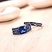 Castillna Black Sterling Silver Princess Cut Created Blue Sapphire Engagement Wedding Bridal Rings Set