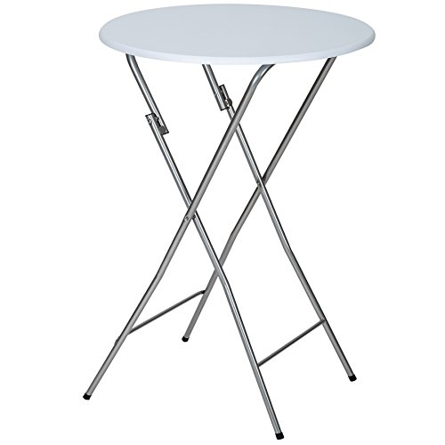 TecTake Stabiler Stehtisch Bistrotisch klappbar Weiss Höhe: ca. 110 cm, Tischplatte: ca. 60 cm Ø