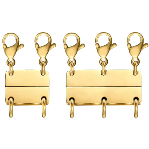 Ofiuny Multi Necklace Layering Clasp - Gold and Silver Magnetic Necklace Connectors for Layered Look
