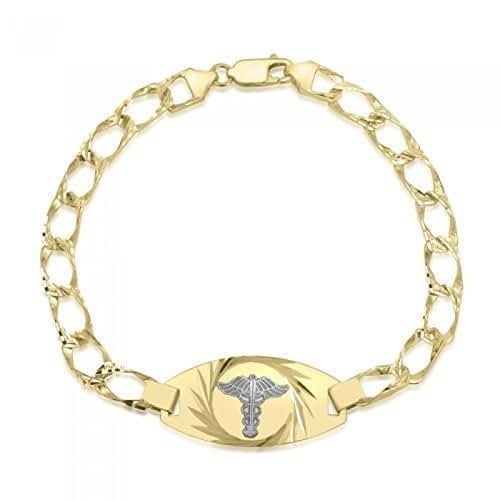 10K Diamond Cut Medical Alert Bracelet Medical Data