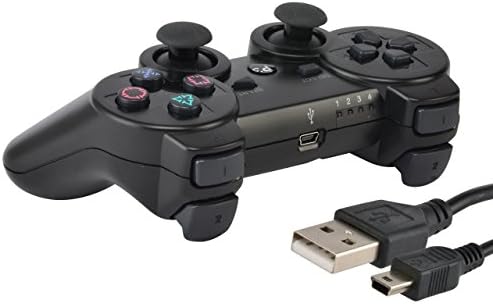 Artion Black Wireless Bluetooth Game Controllers for Playstation 3 Replacement for Sony PS3 Controller Come with Charge Cable