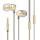 Uiisii HM7 In-Ear Metal Earbuds Headphones Wired Heavy Bass Earphones with Microphone for iPhone, iPod, iPad, MP3 Players, Samsung Galaxy, Nexus, BlackBerry etc (Gold)