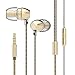 Uiisii HM7 In-Ear Metal Earbuds Headphones Wired Heavy Bass Earphones with Microphone for iPhone, iPod, iPad, MP3 Players, Samsung Galaxy, Nexus, BlackBerry etc (Gold)