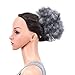 SWACC Afro Puff Drawstring Ponytail Kinky Curly Afro Clip on Updo Chignon Bun Hair Piece Extensions for African American Women Medium Size (Gray)