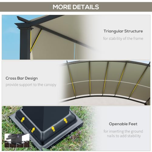 Outsunny 11' x 11' Outdoor Retractable Pergola Canopy Metal Frame Beige image 19