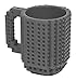 OliaDesign Build-On Brick Mug - BPA-free 12oz Coffee Mug, Garden, Lawn, Maintenance (Grey)