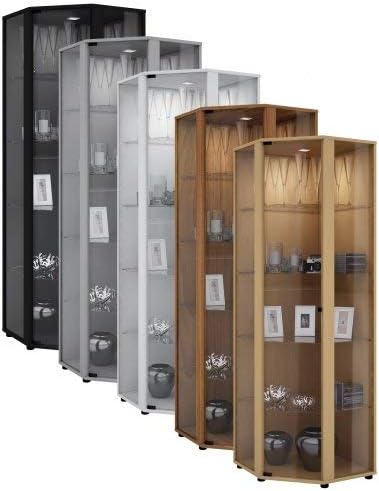 VCM Corner Display Cabinet Venedig,Core Walnut, Wood Structure Replica, Cx153ur de Noyer, L. 175 x W. 56,5 x D. 56,5 cm
