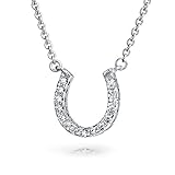 Bling Jewelry Pave CZ Equestrian Horseshoe Pendant Sterling Silver Necklace 16 Inches