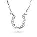 Bling Jewelry 925 Sterling Silver CZ Equestrian Horseshoe Necklace 16in