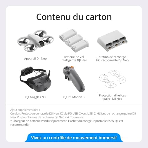 Bundle Motion Fly More DJI Neo, Mini Drone avec Caméra 4K UHD pour Adultes