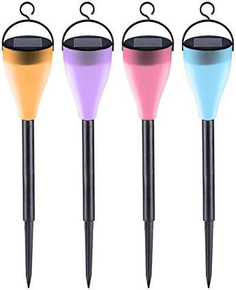 Vaste Solar Path Light 7 Color Changing Waterproof Solar Lights for Garden Patio Yard Walkway Landscape Lawn Courtyard Tree Home Holiday Christmas Party Wedding Outdoor, 4 Pack (Black)