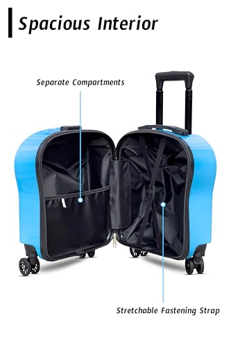 ZAAPPY Kids Cute Printed ABS Lightweight 17 Inch (7kg) Cabin Size Luggage, 8 Wheels, Combination Lock Suitcase (Blue)