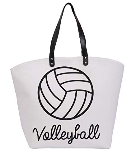 E-FirstFeeling Large Volleyball Tote Bag Shoulder Bag Utility Tote Beach Bag Volleyball Mom Gifts (Volleyball Letters)