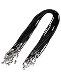 Mudder 20 Pieces Black Braided Imitation Leather Cord Rope Necklace Chain with Lobster Claw Clasp (2.0 mm)
