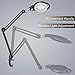 LED Magnifier Lamp, PHIVE Dimmable Magnifying Desk Lamp/Task Light with Clamp (3 Lighting Modes, 5 Diopter, 5'' Diameter Glass Lens, Dust Cover) Swing Arm Workbench, Drafting, Work Light