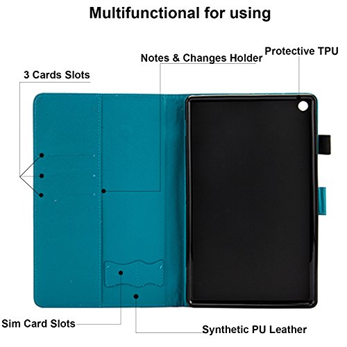 Kindle Fire HD 8 Case,LittleMax PU Leather Case Flip Stand Protective Auto Wake / Sleep Cover for Amazon Kindle Fire HD 8 7th Gen 2017 Release & 6th Gen Release 2016 with Free Stylus-04 Beach