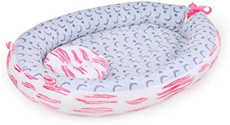 Luerme 100 Organic Cotton Baby Bassinet Portable Travel Crib Bedding Toddler Newborn Sleeping Lounger Bed for 0-24 Months