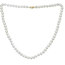 18k Yellow Gold 5.5-6mm White Freshwater Cultured AAA High Luster Pearl Strand