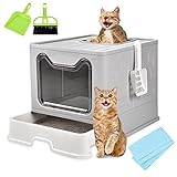 Homagico Foldable Cat Litter Box, Extra Large Front