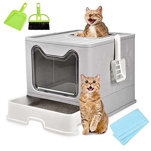 Homagico Foldable Cat Litter Box, Extra Large Front
