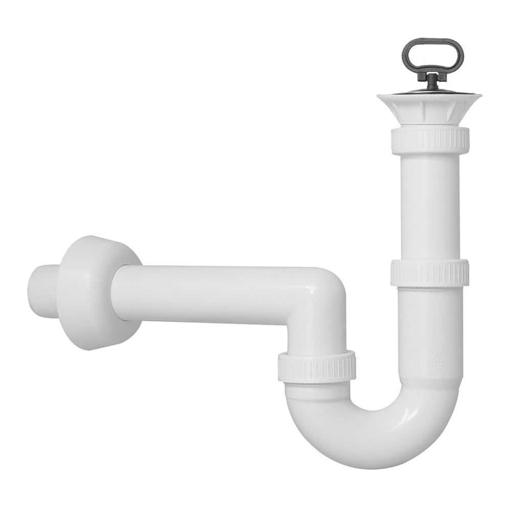 Schläfer 4618105 | Sink Siphon with Drain, Drain Kit with Universal Siphon G 1 1/2 and Drain with Plug for Washbasin, Sink, Laundry Sink, 40 mm Wall Drain Hose Connection