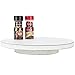 MyGift 12.8 Inch Round Vintage White Wood Lazy Susan Spinning Turntable Tray, Rotating Wooden Countertop Spice Rack, Kitchen Cabinet Organizer Home Decor