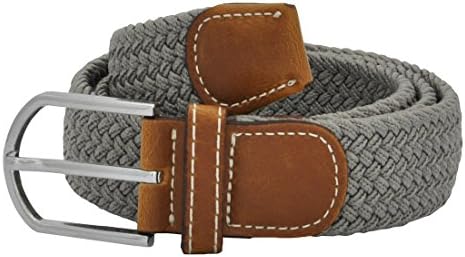 8Bees Multicolored Braided Belts Elastic Fabric Woven Stretch Belt Webbed Waistband GREY S