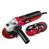 4-1/2-Inch Angle Grinder 6.0-Amp with 3 Abrasive Wheels (Cutting Wheel, Grinding Wheel, Flap Disc) and Auxiliary Handle, Masterworks MW589
