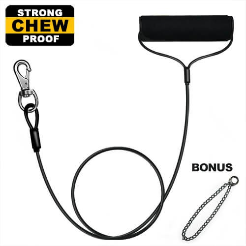 WATFOON Long Dog Leash for Small Dogs,Chew Proof Metal Cable with Comfortable Foam Handle,6ft/7ft (4.3ft for Medium Dog)