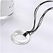 Handmade Brushed Circle Long PU Leather Rope Pendant Necklace for Women
