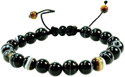 Fashion 8mm Round Gemstone Macrame Adjustable Bracelets