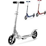 Ancheer Adult Teen Kick Scooter Portable Foldable Height-Adjustable | Ultra-Lightweight Easy Fold-n-Carry Design 2 Big Wheels City Urban Commuter Scooter for Kids Age 13 Up | 200 lbs Weight Capacity