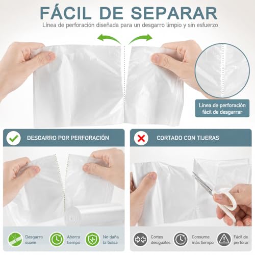JZCQZCXB Bolsas de Basura de 4 Galones 300 Piezas, Bolsas para Basura Medianas Biodegradables 50 * 60CM, Gruesas, Inodoras, Grandes, Compostables, ideal para Cocina, Baño, Oficina, Hogar (Blanco)