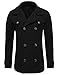 TAM WARE Mens Classic Wool Double Breasted Pea Coat TWCC06-BLACK-US M