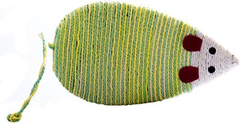 PurrToys 1Pc Sisal Rope Mouse Shape Cat/kitty/Kitten Scratcher Scratch Board Scratching Pad Post Pet Animal Play Funny Toy (Green&amp;Yellow)